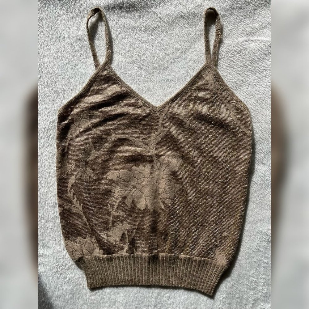 Knitted Tan/Gold Tank Top Blouse